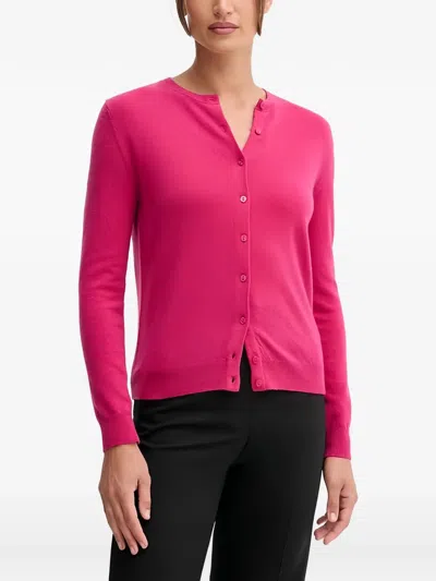 Benetton 버튼다운 긴소매 울 가디건 In Pink