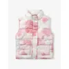 Benetton Pink Abstract-print Puffer Gilet 6-14 In Pink