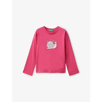 Benetton Kids' Pink Graphic-print Long-sleeved Cotton-jersey T-shirt 18 Months - 5