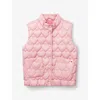 Benetton Pink Heart Quilted Sleeveless Padded Woven Gilet 18 Months - 6 In Pink