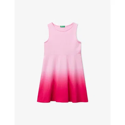 Benetton Kids' Pink Sleeveless Dip-dyed Cotton-jersey Dress 6-14