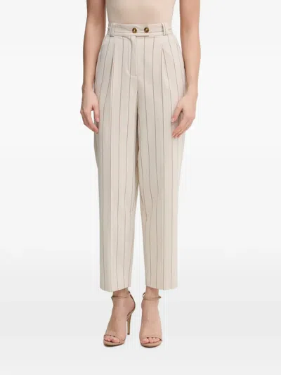 Benetton Pinstriped Pleated Trousers In Neutral