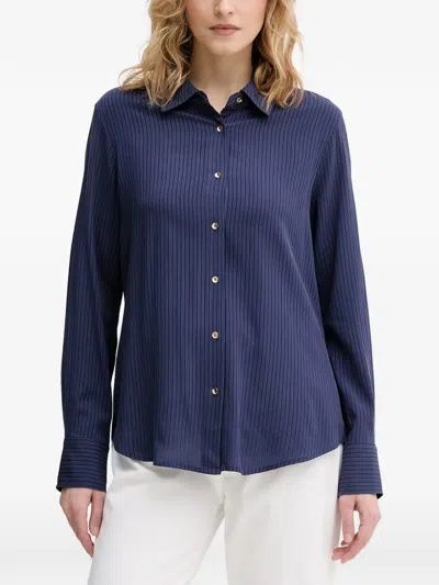 Benetton Pinstripe-pattern Button-up Shirt In Blue