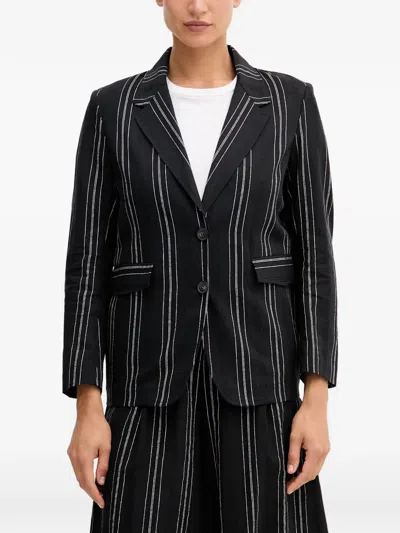 Benetton Pinstripe-pattern Notched-lapels Blazer In Purple