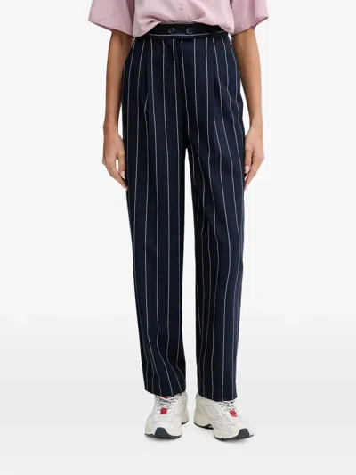 Benetton Pinstripe-pattern Pleated Trousers In Blue