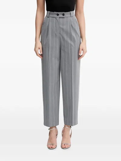 Benetton Pinstripe-pattern Pleated Trousers In Gray