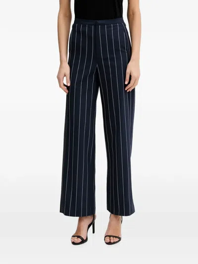 Benetton Pinstripe-pattern Wide-leg Trousers In Blue