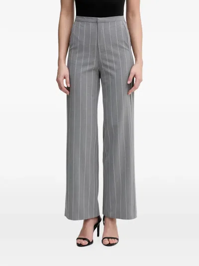 Benetton Pinstripe-pattern Wide-leg Trousers In Gray