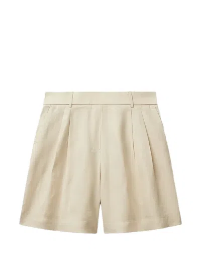 Benetton Pleated Bermuda Shorts In Neutral