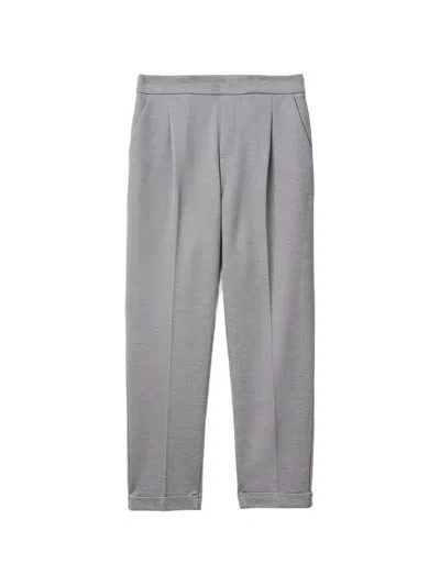 Benetton Pleated Cropped Trousers In Gray