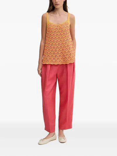 Benetton Pleated Cropped Trousers In Pink