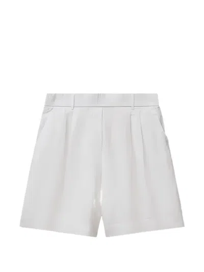 Benetton Pleated Elasticated Bermuda Shorts In White