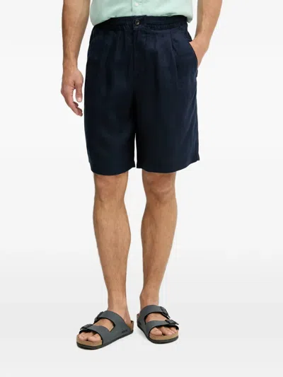 Benetton Pleated Elasticated-waist Shorts In Blue