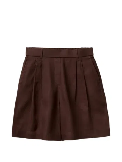 Benetton Pleated Elasticated-waist Shorts In Brown