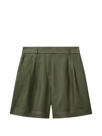 Benetton Pleated Elasticated-waist Shorts In Green