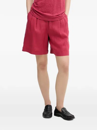 Benetton Pleated Elasticated-waist Shorts In Red