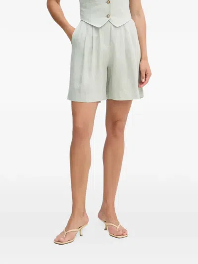 Benetton Pleated High-waisted Tailored Shorts In Green