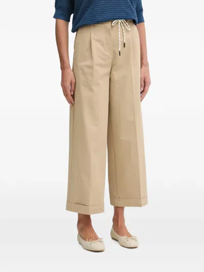 Benetton Pleated Rope-belt Trousers In Neutral