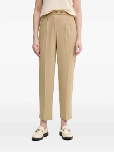 Benetton Pleated Straight-leg Trousers In Burgundy