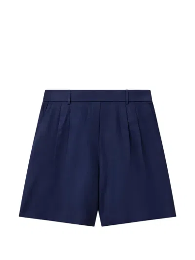 Benetton Pleated Tailored Shorts In Blue