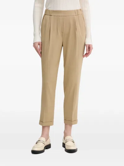 Benetton Pleated Turn-up Trousers In Neutral