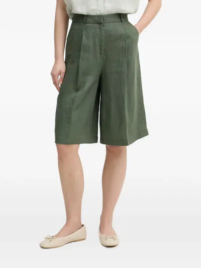 Benetton Pleated Wide-leg Shorts In Green