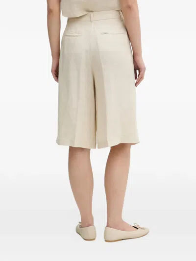 Benetton Pleated Wide-leg Shorts In Neutrals