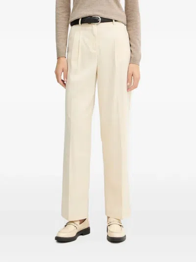 Benetton Pleated Wide-leg Tailored Trousers In Gold