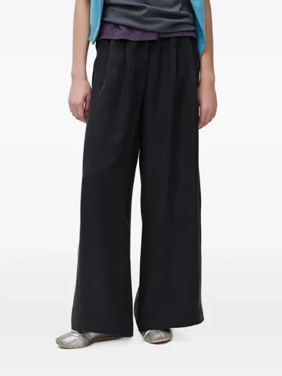 Benetton Pleated Wide-leg Trousers In Black