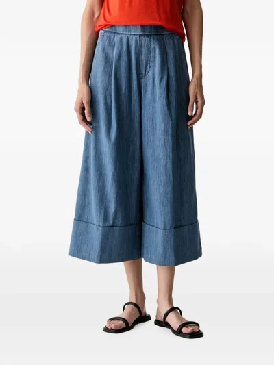 Benetton Pleated-detail Turn-up Trousers In Blue