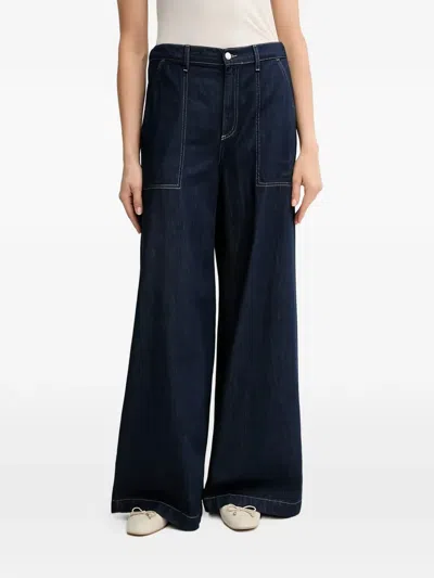 Benetton Pocket Wide-leg Jeans In Blue