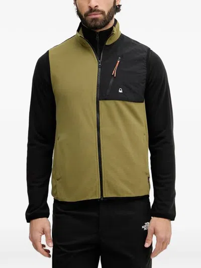 Benetton Polartec Two-tone Zip-up Gilet In Multi