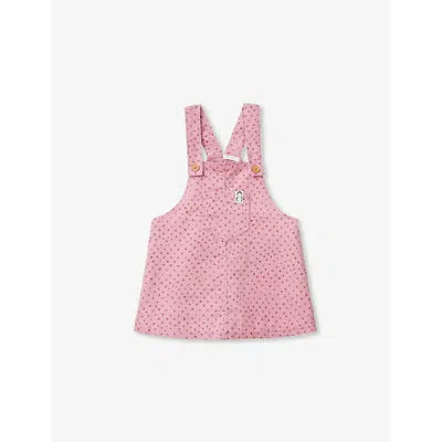 Benetton Kids' Mauve Polka-dot Denim Pinafore Dress 1-18 M