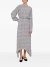 Benetton Polka-dot Open-back Midi Dress In Gray