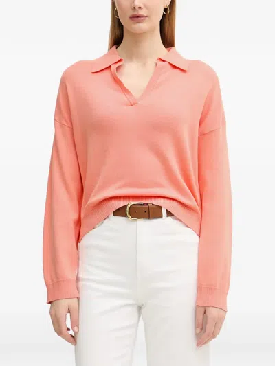 Benetton Polo-collar Sweater In Pink