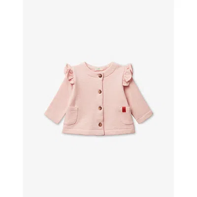 Benetton Babies' Powder Ruffle-trim Cotton-blend Cardigan 0-18