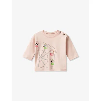 Benetton Babies' Watercolour -print Buttoned-shoulder Cotton Top 1-18 Months Powder