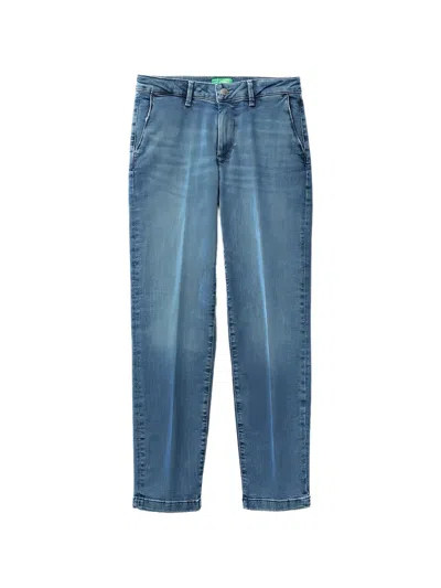 Benetton Pressed-crease Jeans In Blue