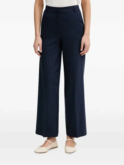 Benetton Pressed-crease Wide-leg Trousers In Blue