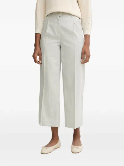 Benetton Pressed-crease Wide-leg Trousers In White