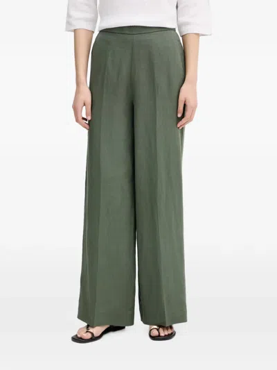 Benetton Pressed-crease Wide-leg Trousers In Green