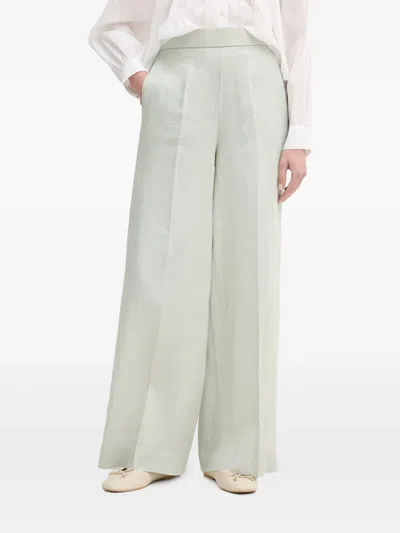 Benetton Pressed-crease Wide-leg Trousers In Green