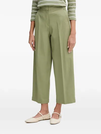 Benetton Pressed-crease Wide-leg Trousers In Green