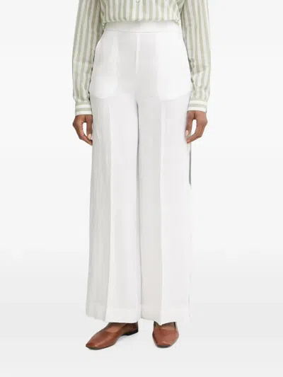Benetton Pressed-crease Wide-leg Trousers In White