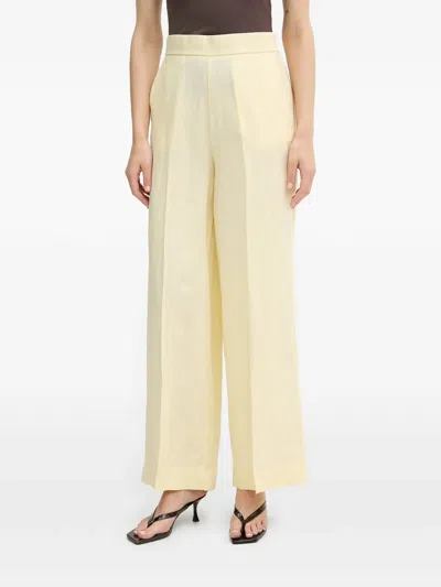 Benetton Pressed-crease Wide-leg Trousers In Yellow