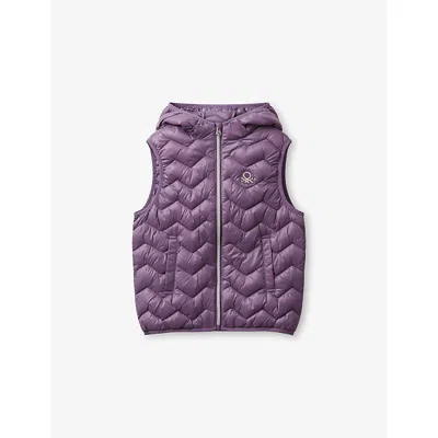 Benetton Kids' Purple Hooded Padded Shell Gilet 6