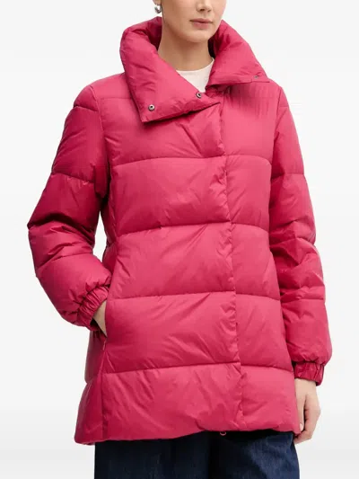 Benetton Quilted Funnel-neck Jacket In Pink