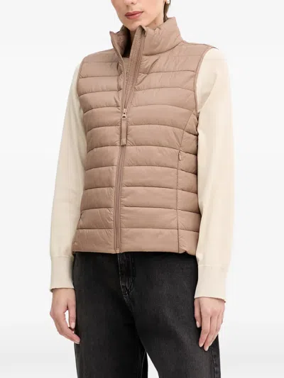 Benetton Quilted Gilet In Brown