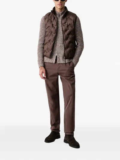 Benetton Quilted Gilet In Brown