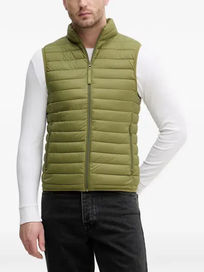 Benetton Quilted High-neck Gilet In Green